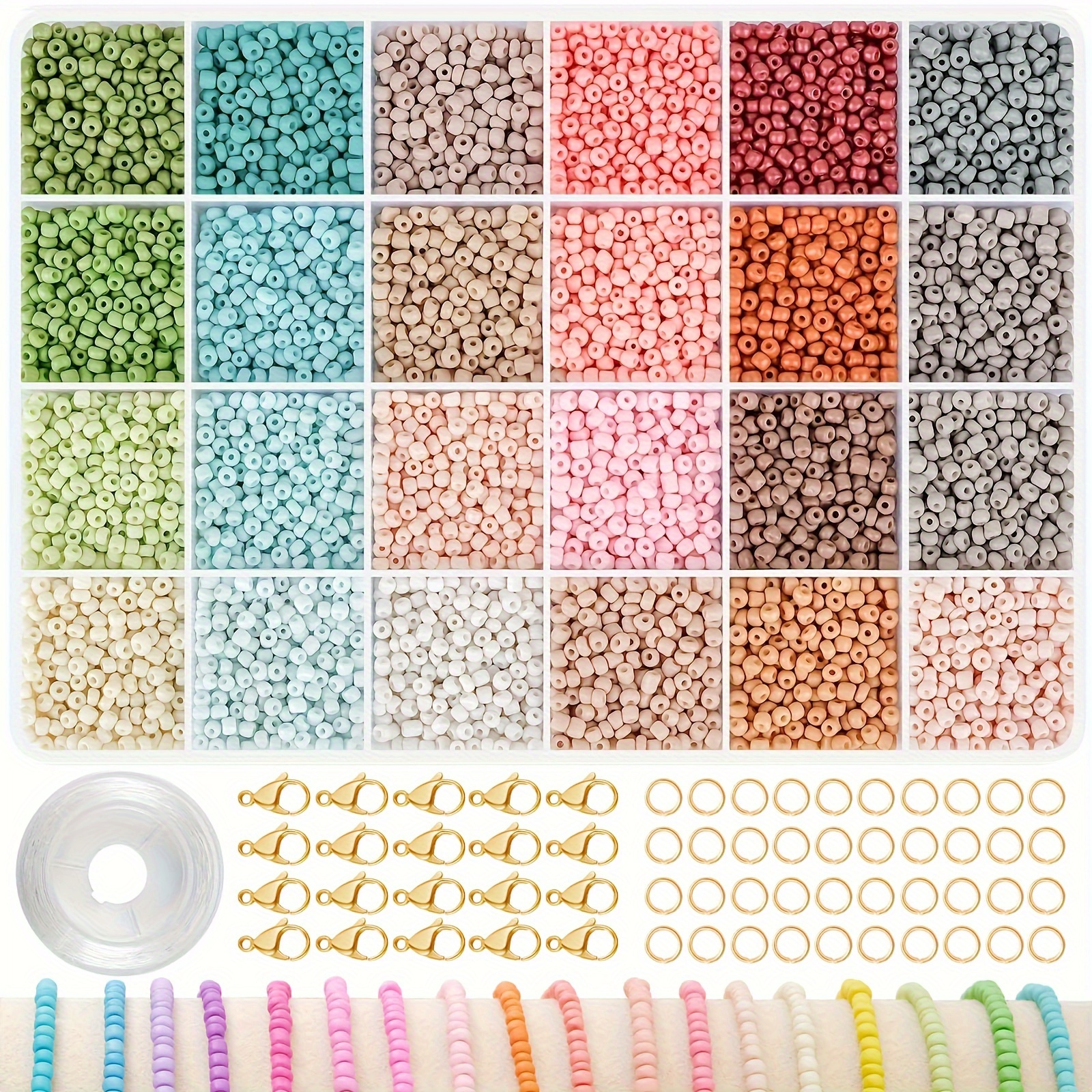 

8000pcs 3mm Colored Beads Bracelet Charm Kit For Threading Beads With Coil Lobster Clasp Circle Beads Glass Beads For Diy Jewelry Making Christmas Birthday Gift For Diy Lovers
