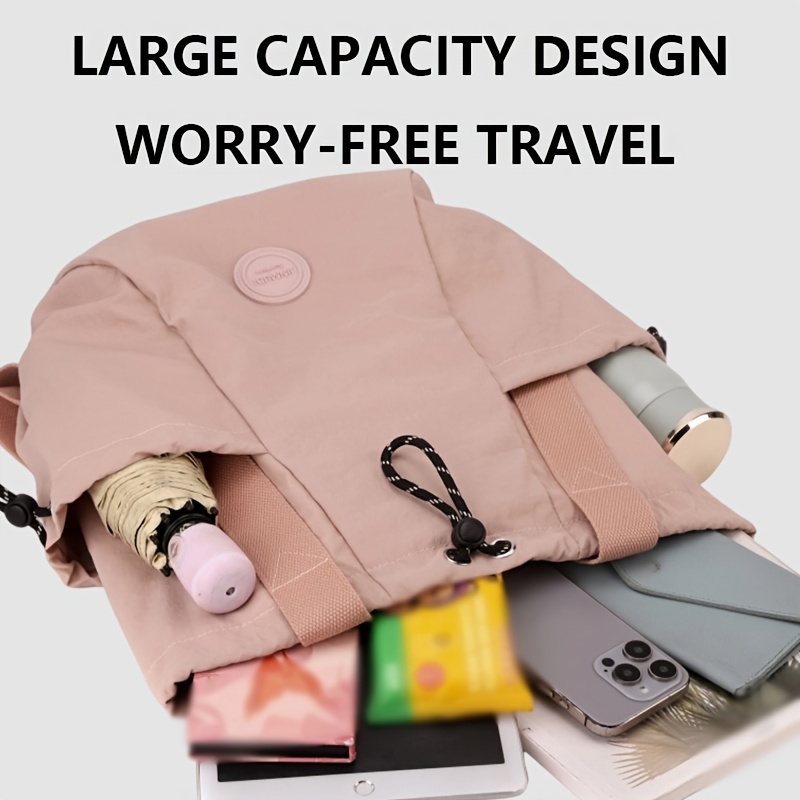 Solid Color Casual Nylon Women's Backpack, Lightweight Adjustable Daypack