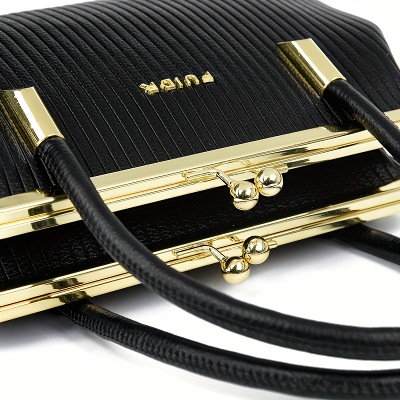 elegant quilted pu wo s handbag with detachable strap geometric pattern lock closure and nylon lining for travel parties and daily use party handbag quilted texture durable nylon lining purse Product details 3