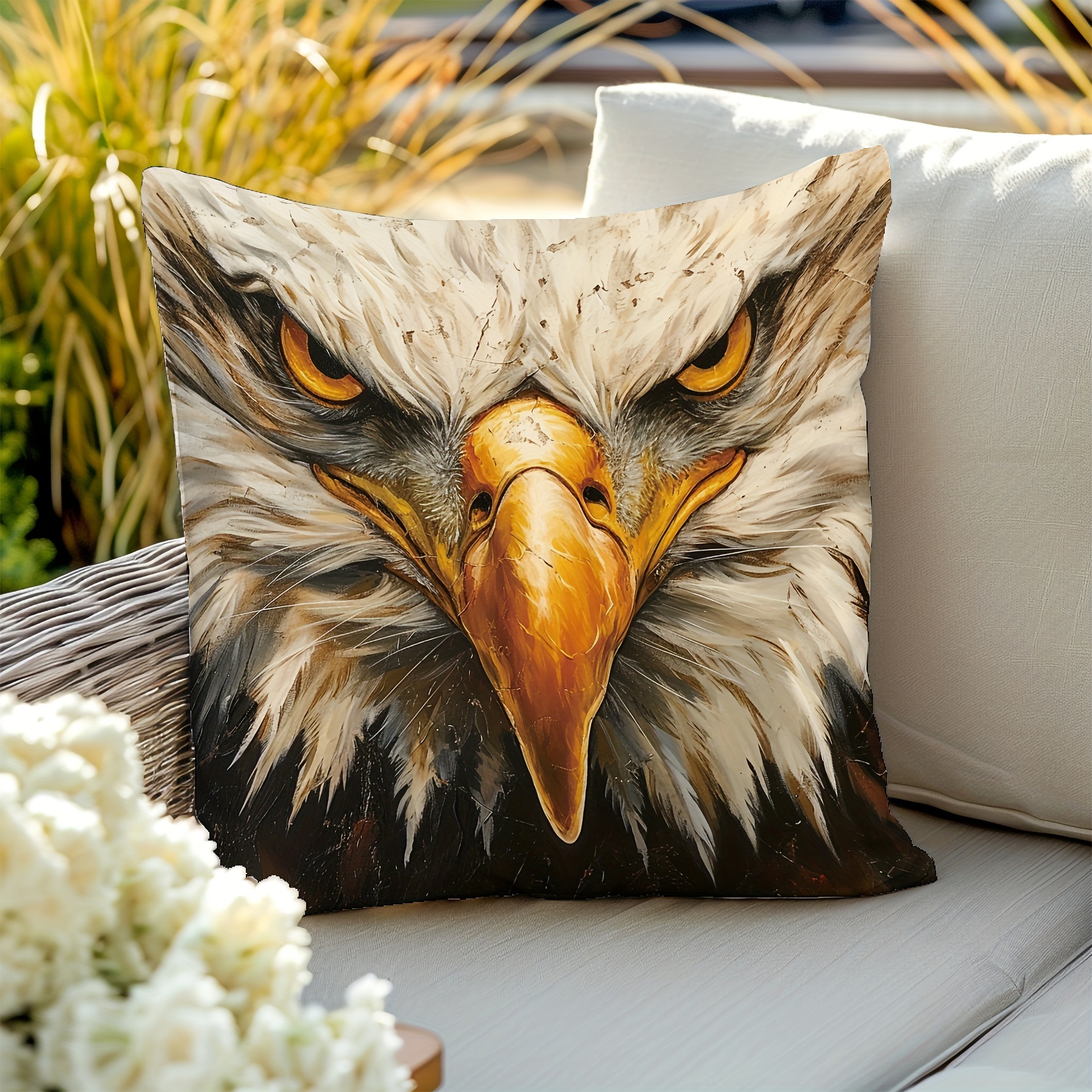

1pc, Eagle, , Animal, Fashion Pattern, Printed Pillowcase, Home Decor, Room Decor, Living Room Decor, Bedroom Decor, Sofa Decor, Throw Pillow Case, 18in*18in, Pillow Insert Not Included