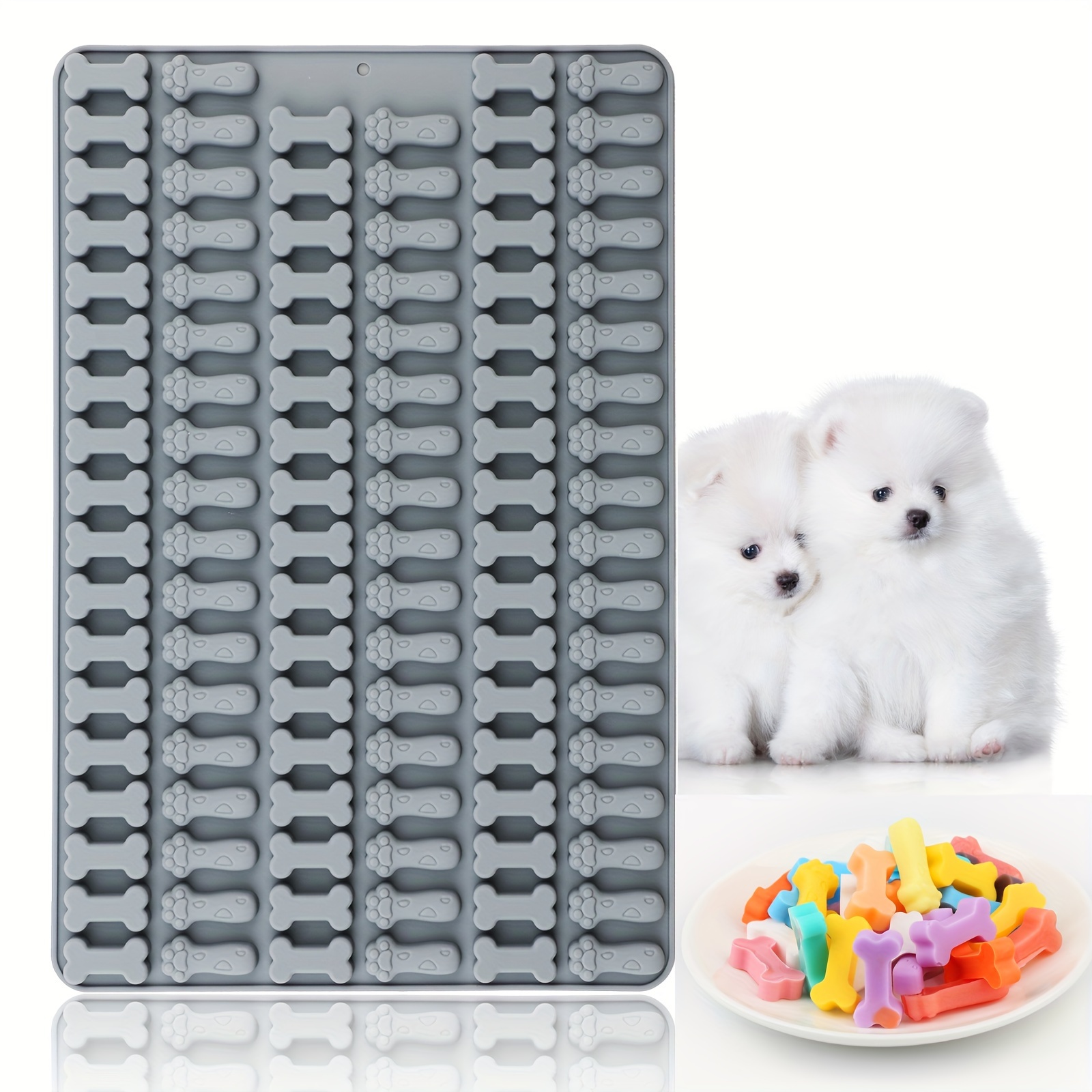 

Moule en Silicone à 106 Cavités pour Friandises pour Chiens - d'Os & pour Biscuits, Chocolats, Bonbons, Gelée & Snacks - Gadget de Cuisine à Thème Animalier