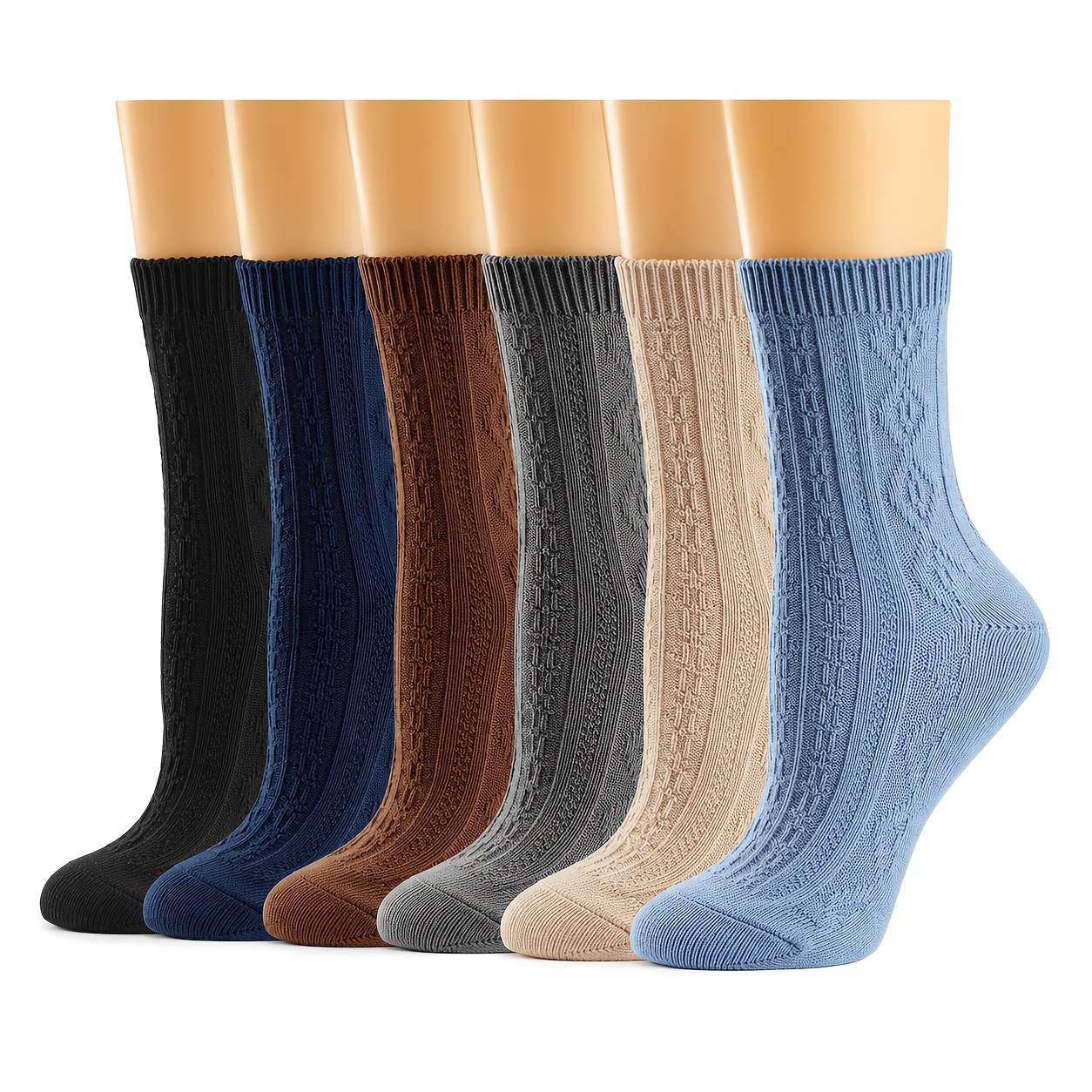 TEMU 6 Pairs Women's Ankle & Calf Socks - Breathable Soft Suitable For,, Casual Attire | Solid Color Plain Socks | Machine Washable, Versatile For