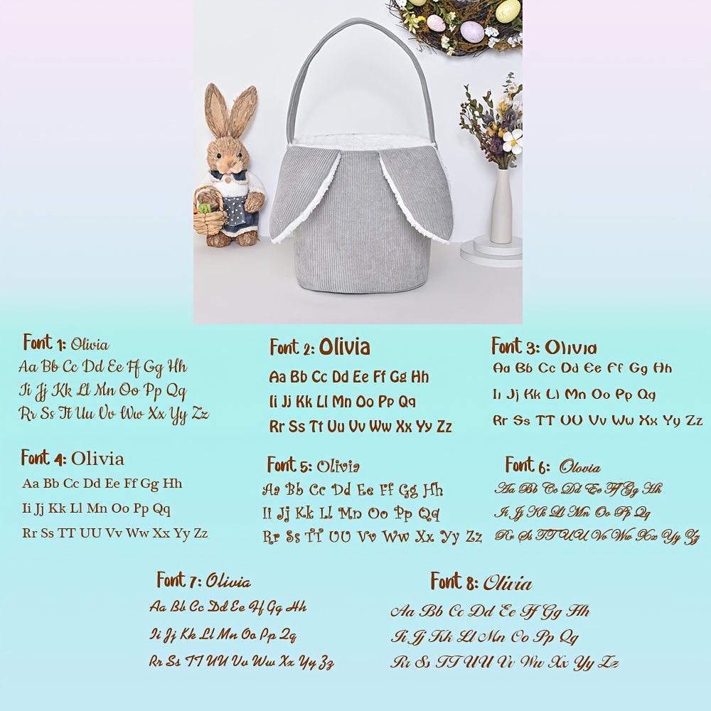 TEMU Gift For Her/him Hand-delivered Gift Bags, Custom Embroidered Personalized Corduroy Easter Bags, Rabbit Bags With Name Tags, Easter Hunt Bags,
