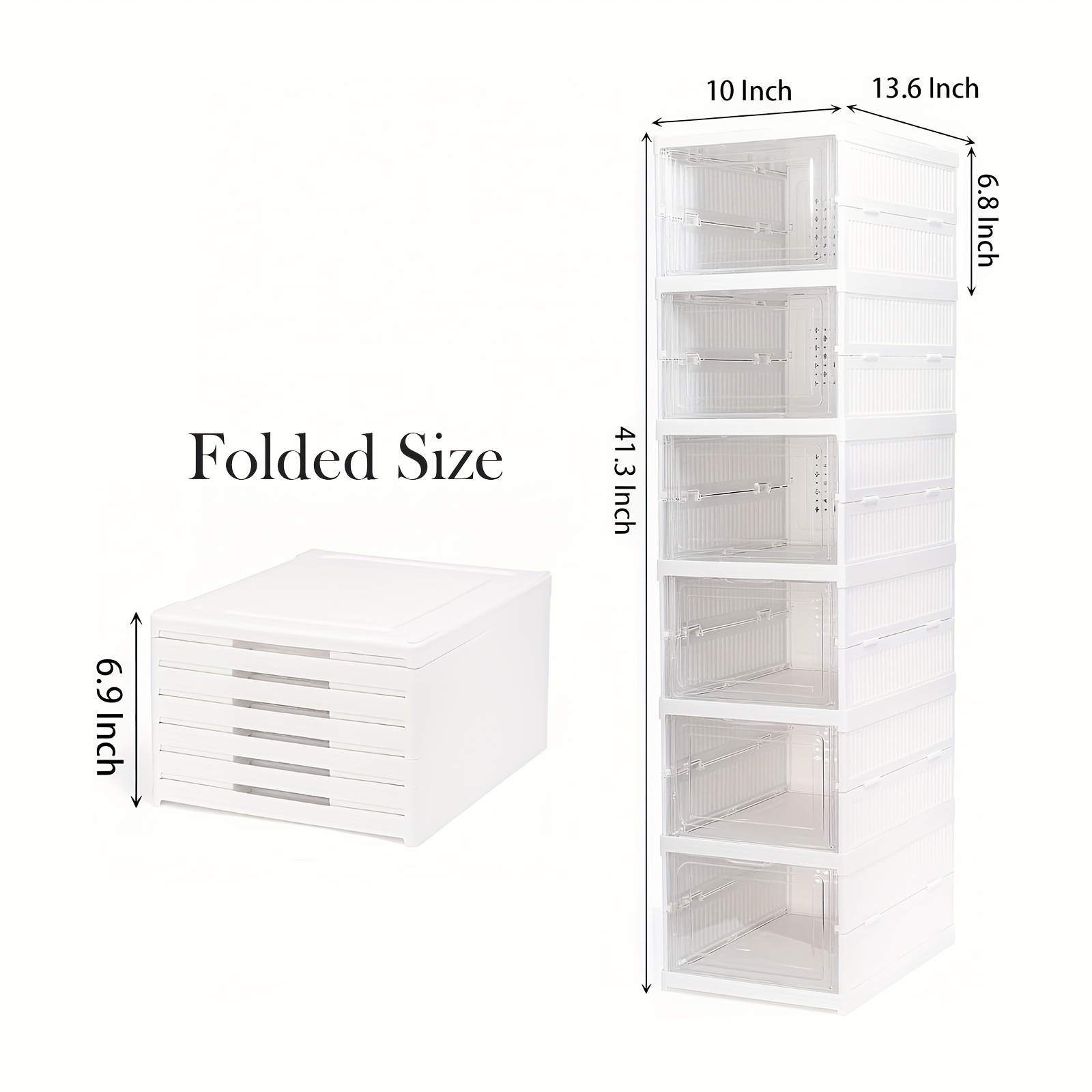 TEMU Scatola per scarpe impilabile, scatola organizer per scarpe in plastica resistente a 3 e 6 ripiani - Pieghevole, pieghevole, scaffali per scarpe