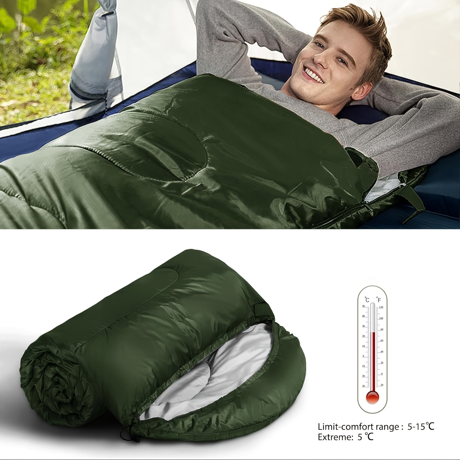 Ultralight Outdoor Warm Sleeping Bag - Compact Design for Camping, Hiking & Winter Adventures | Includes Travel Tote & Inflatable Pillow - Perfect Gift for Backpackers (Green, Red, Pink) - Christmas, Thanksgiving, New Year Deal, Camping Gear, Adventure Travel, Padded Comfort, Durable Polyester