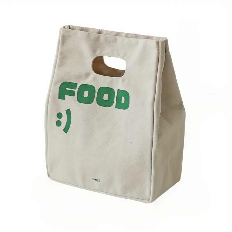 E-shop 1 Tragbare Isolierte Lunchtasche mit Aluminiumfolienfutter – Isolierter Canvas-Picknickbeutel für Arbeit, Schule und Camping – Auslaufsicher &