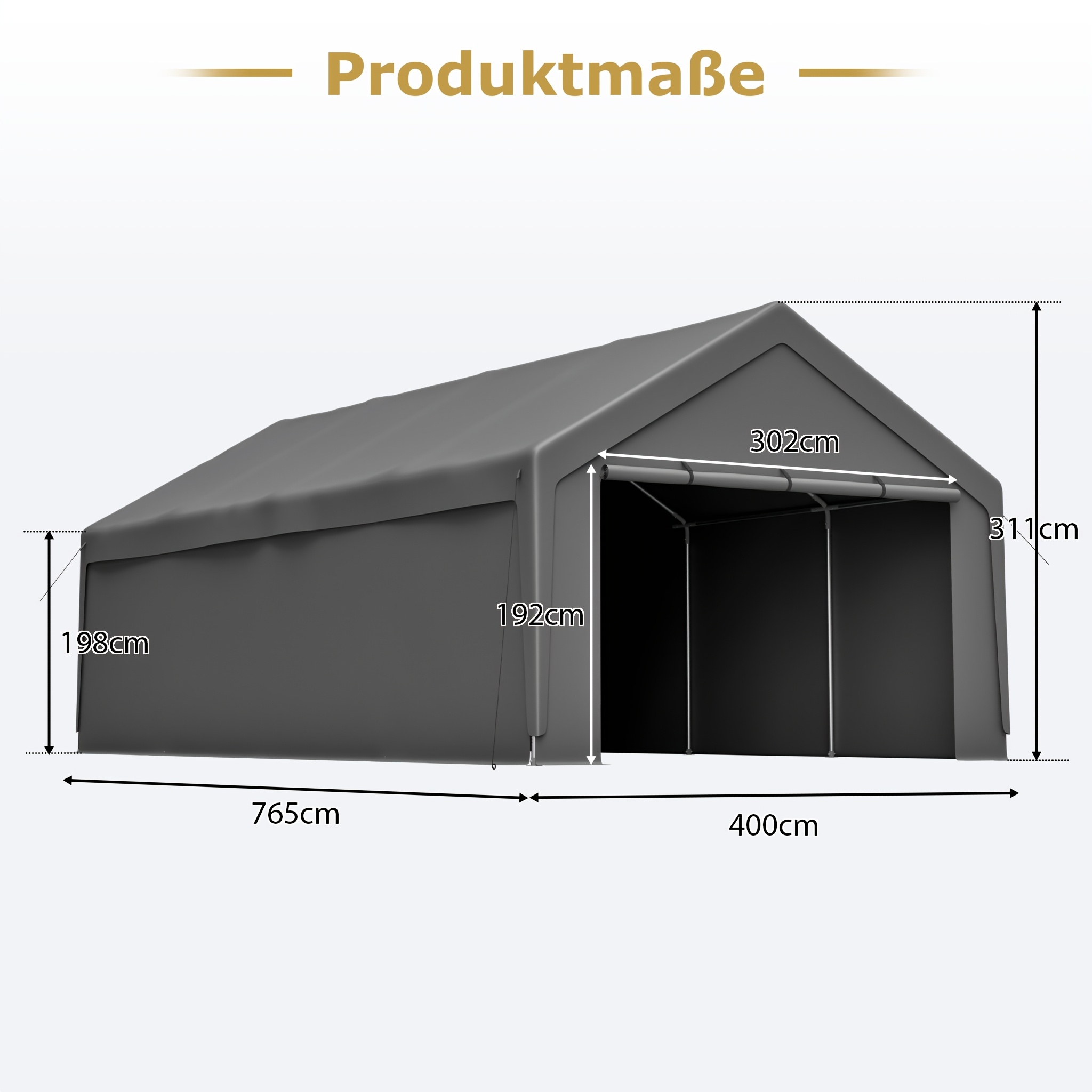 13'×25' Heavy-duty Carport, Galvanized Garage With Waterproof Uv-resistant Tarp, Removable & Roll-up Windows, Easy Assembly For Car, Boat, Market Stall, Party