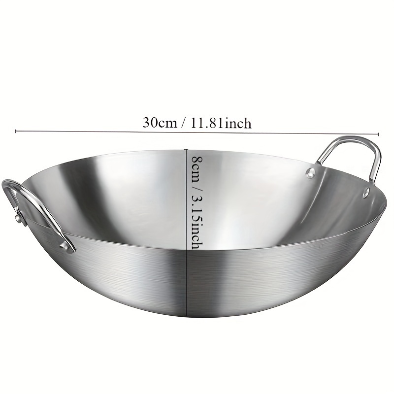 TEMU Versatile Stainless Steel Wok - Perfect For Gas & Induction Cooking, Durable Kitchen Essential