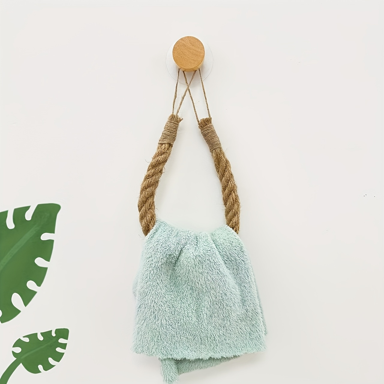 1pc Jute Rope Tissue Holder Solid Wood Woven Storage Towel Rack Face Towel Organizer Creative No-drill Toilet Paper Rack