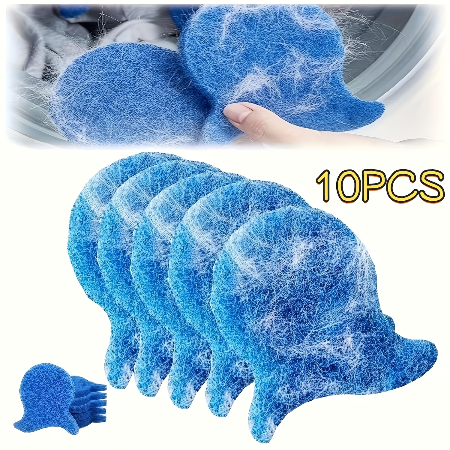 Image of 10pcs Pack Laundry Pet Hair Remover, Dry And Wet Dual-use Latest Pet Hair Trap, Suitable For Washing Machine And Dryer, Safe For All Fabrics