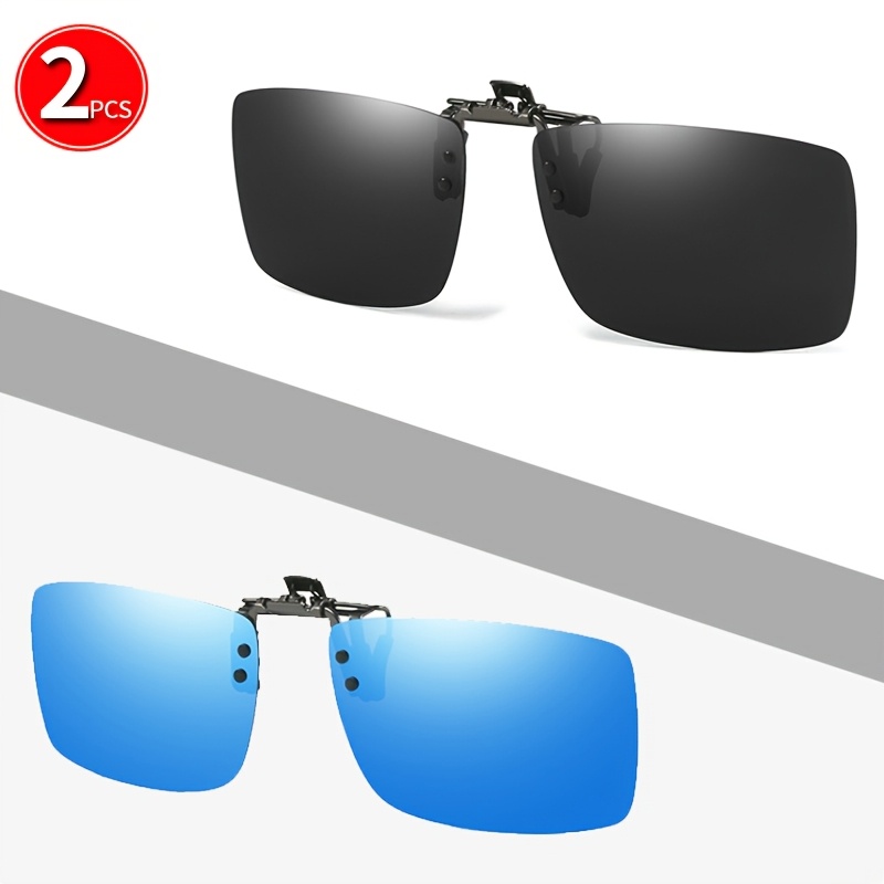 2pcs Easy Rectangle Polarized Clip-On Glasses