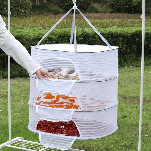 item picture versatile foldable drying rack with zipper 3 layer mesh dryer for herbs fruits vegetables fish durable fabric with carry handles essential for christmas and halloween drying racks