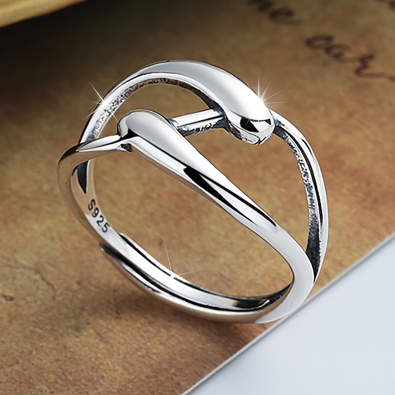 TEMU [2.6g Sterling 925 Silver Plated Crossover Ring] S925 Sterling 925 Silver Plated Minimalist Crossover Ring, Unisex Fashionable Elegant Style,