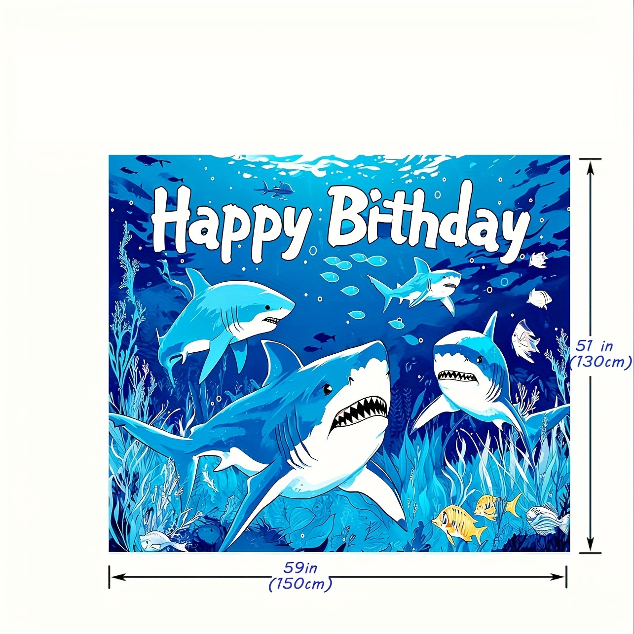Shark Backdrop Photo Booth Shark Happy Birthday Banner Shark - Temu