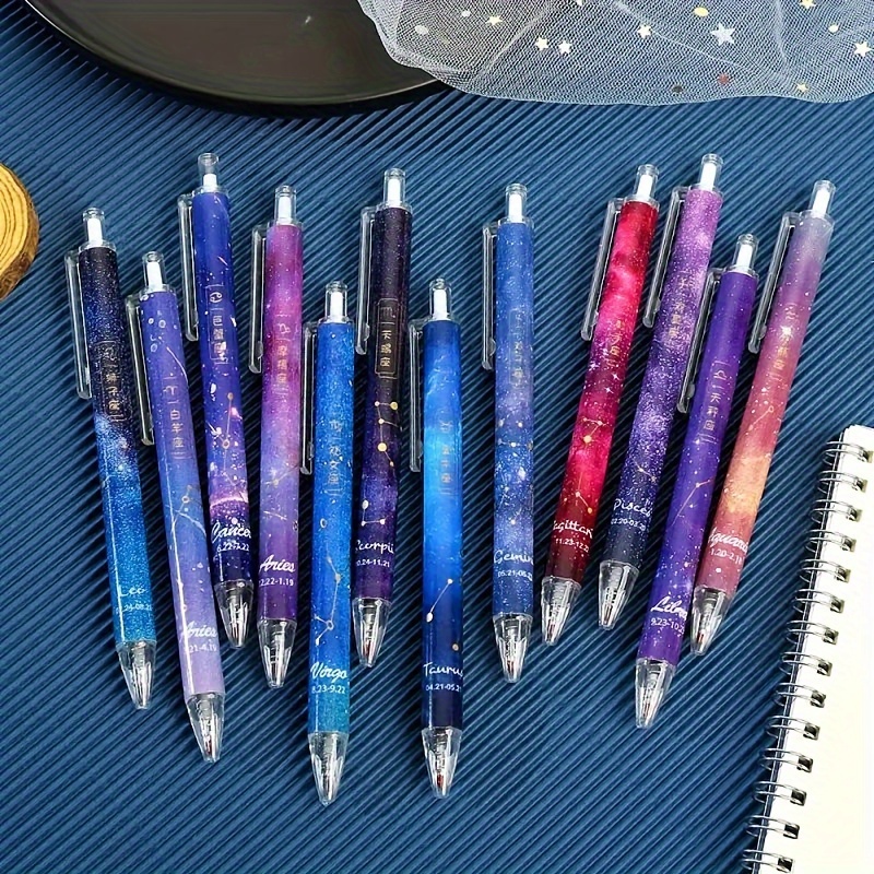 

12pcs Constellation Pen, Write With 0.5mm Black Ink Press Pen