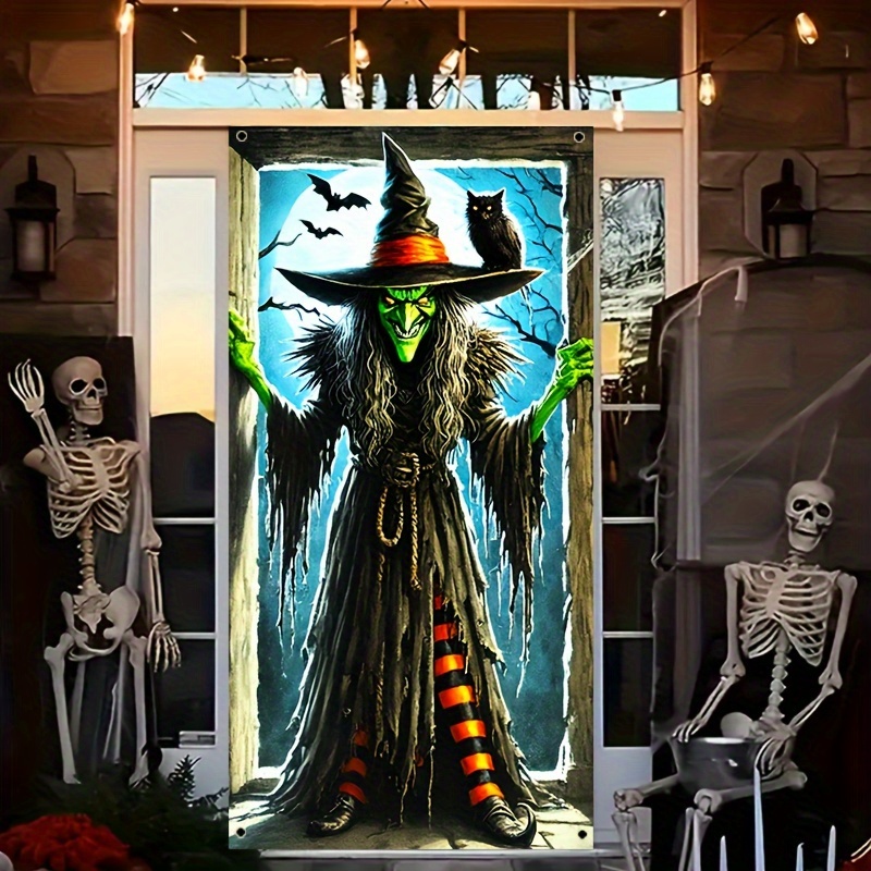 

Spooky Green & Door Banner - Durable Polyester, Indoor/outdoor Decor For Home Entrance, Garden, And Party Supplies, 35.43 X 70.86 Inches