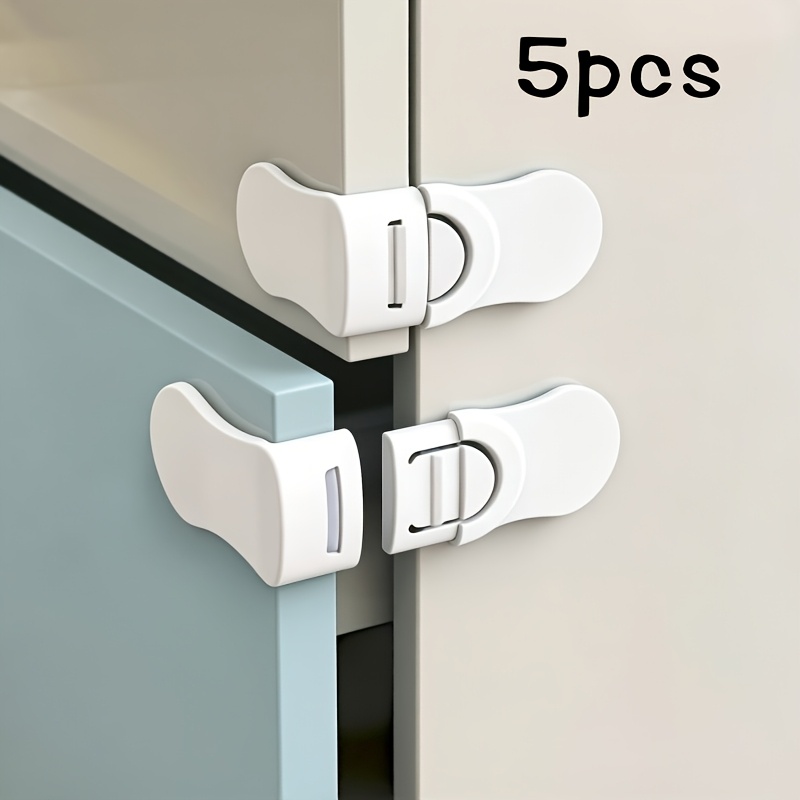 Image of 5pcs Safe Locks, , No Drilling, Non-electric, Battery-free, Durable, With No Battery Required, For Cabinets, Drawers, Toilets, Refrigerators, Door, Oven, Kitchen Cupboard, Appliance, And Trash Can