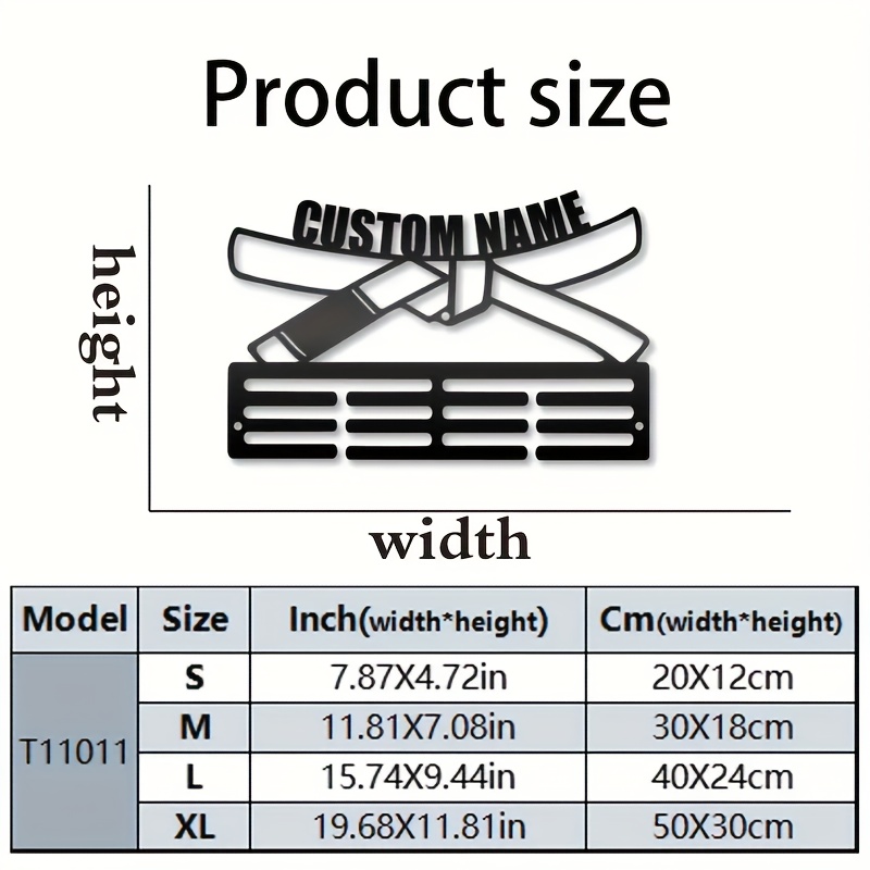TEMU 1pc Personalized Jujitsu Belt Shows Wall Art, Art Decoration Style Custom Name Metal Medal Pendant, Home Decoration Martial Arts Medal Rack