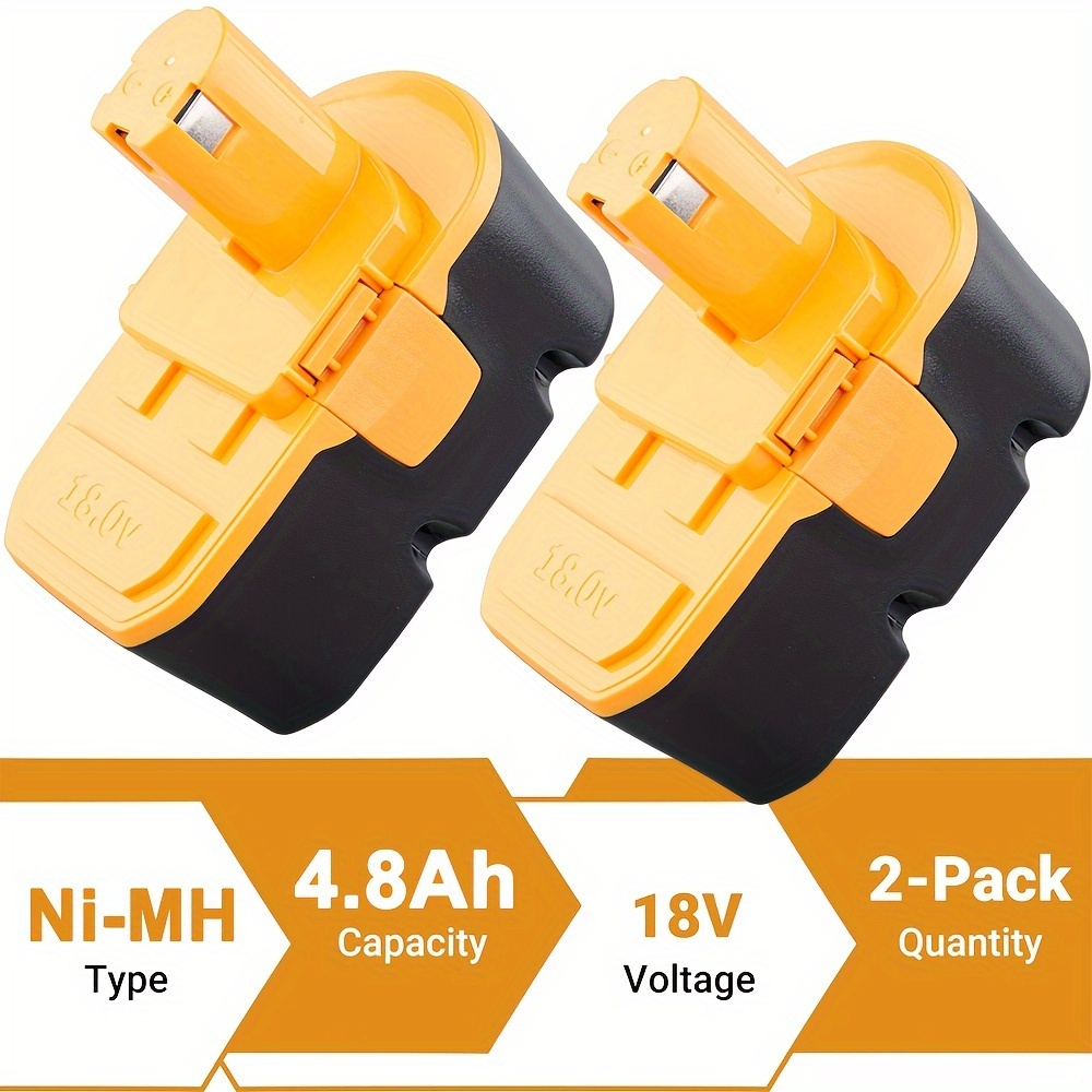 Image of 2-pack Upgraded To 4800mah Ni-mh Replacement For 18v Battery Compatible With 18 Volt Battery Abp1801 Abp1803 Bpp1820 130224028 130224007 Rbsc15 18 Volt Cordless Power Tools