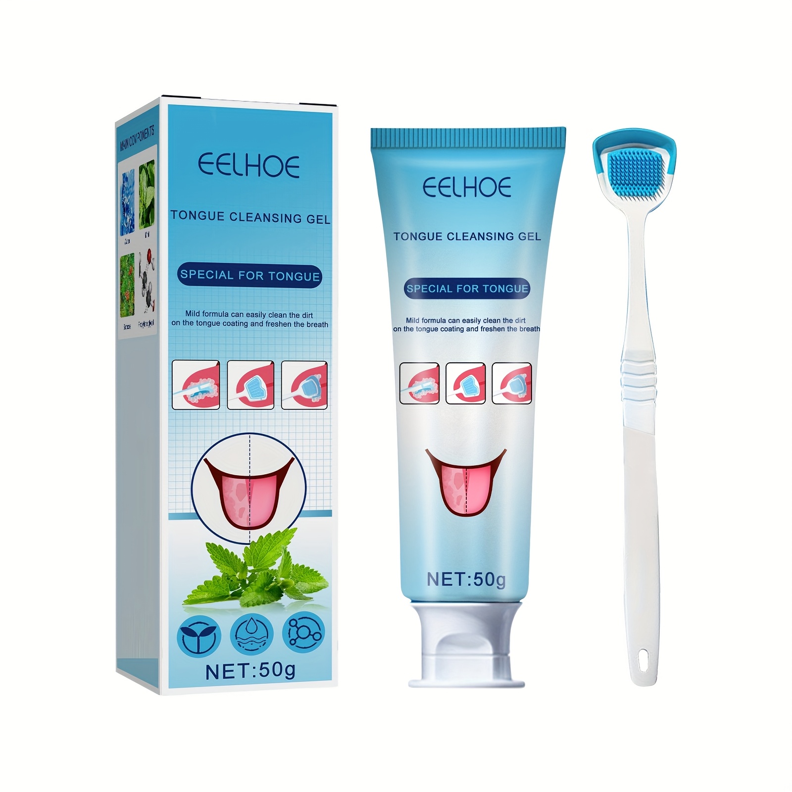 EELHOE Complete Tongue Cleaning Kit with 50g Gel & Tongue Scrubber - 12-Hour Fresh Breath, Daily Oral Care System, 12-Hour Long-Lasting Mint Taste, Plaque & Removal, Ideal Christmas & Thanksgiving Dental Hygiene Gift - Image 3