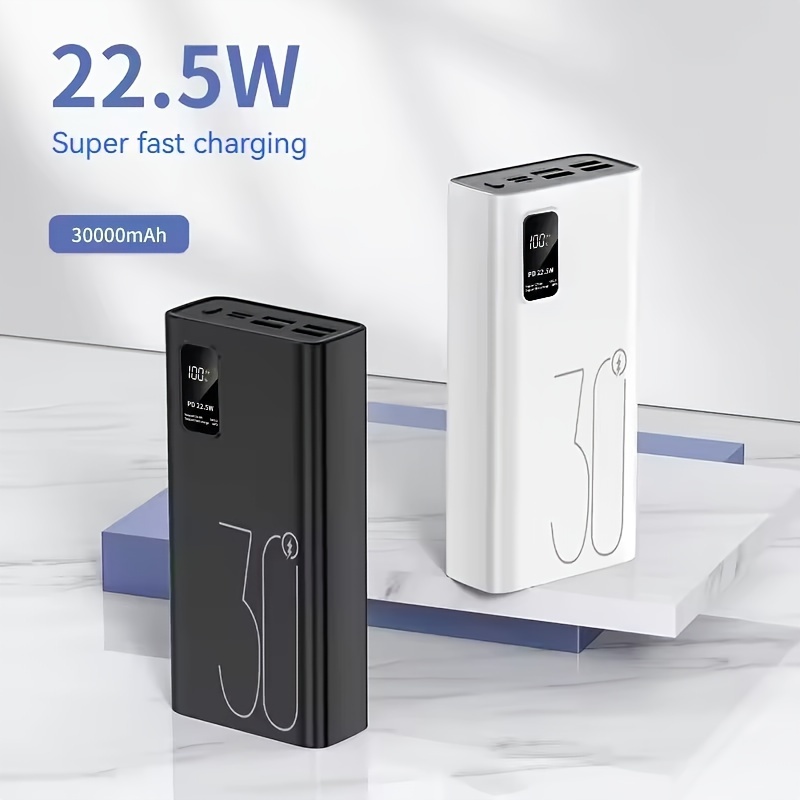 

Banque d'alimentation portable 30 000 mAh charge super 22,5 W, batterie -polymère rechargeable, charge USB, fonction de charge , de fonctionnement ≤ 36 V