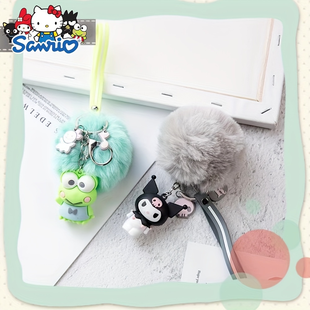 

[authorized] Sanrio Series Fur Ball Keychain Hello Kitty Kuromi Melody Cinnamon Dog Croppy Cool Penguin Big Eared Dog Pudding Dog Big Eyes Frog Keychain Animation Key Chain Bag Backpack C