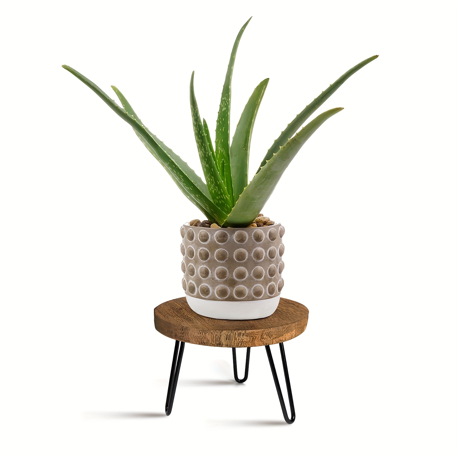 Brown Plant Stand Indoor Outdoor Wooden Plant Stool Mid Century Plant Stand For Indoor Plants Wood Modern Plant Holder Rattan Flower, Low Short Boho Rustic Planter Stand