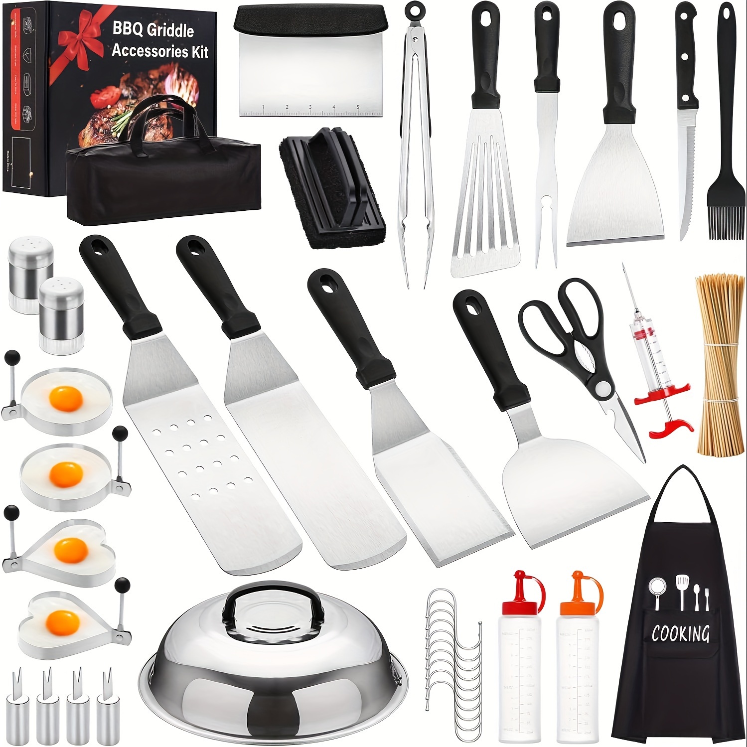

Griddle Accessories Kit, 139pcs Flat Top Tools Set For Blackstone And Camp Chef, Professional Grill Utensils Set With Spatula, Basting Cover, Scraper For Men Women Outdoor Backyard Bbq