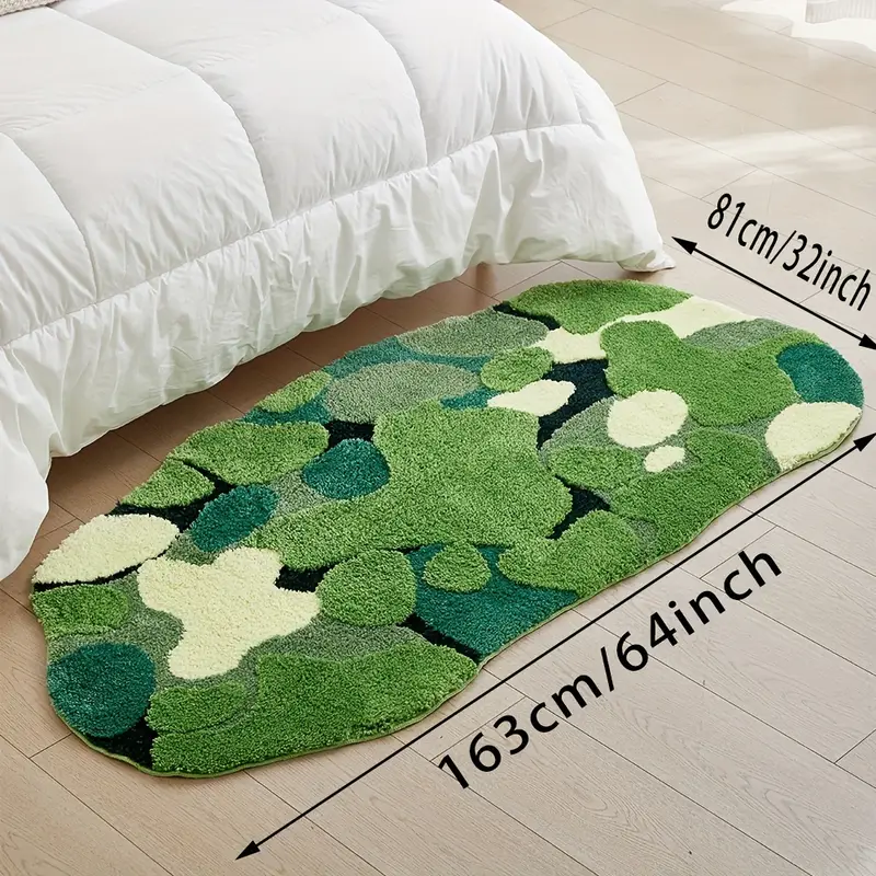ultra soft plush moss shaped bath mat with non slip tpr backing super absorbent polyester machine washable rectangular rug for bathroom decor Product details 9
