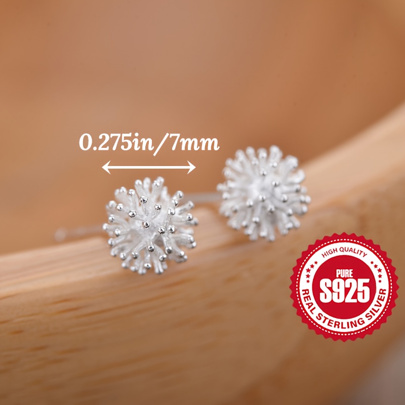 Women's 925 Silver Dandelion Core Stud Earrings, Hypoallergenic