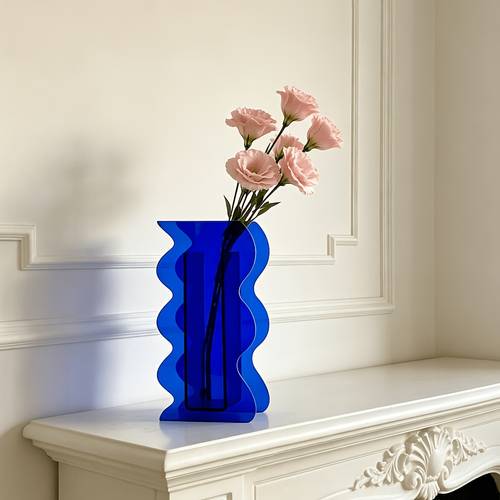 modern acrylic wave vase elegant geometric vase stylish decorative vase for home office wedding table