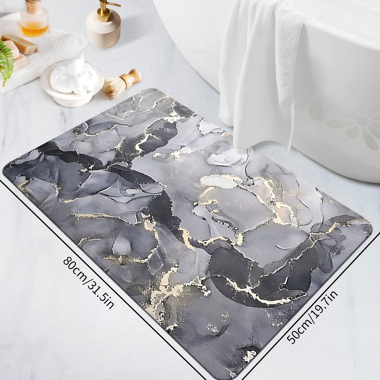 E-shop Diatomeen-Earth Badematte, Rutschfeste Matte, 0,1 Zoll Dicke, Waschmaschinenfester Teppich, Geeignet für Badezimmer, Schlafzimmer, Küche,