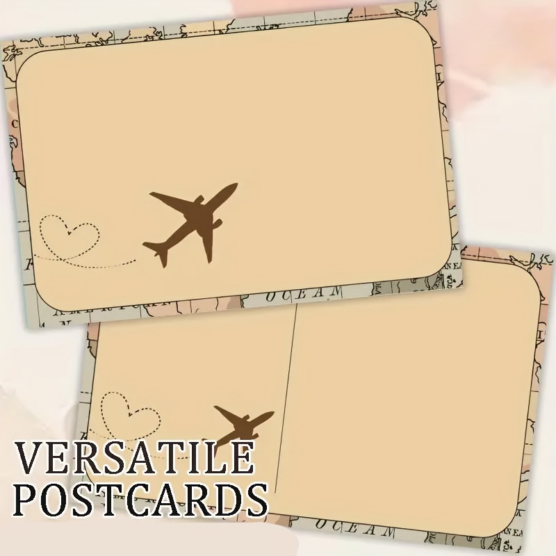 E-shop 20 Stück Reise-Postkarten - Vintage Reisethemen Postkarten mit Flugzeug, Pastellfarben - für , Geburtstag, Dankeschön, - Erinnerungskarten für