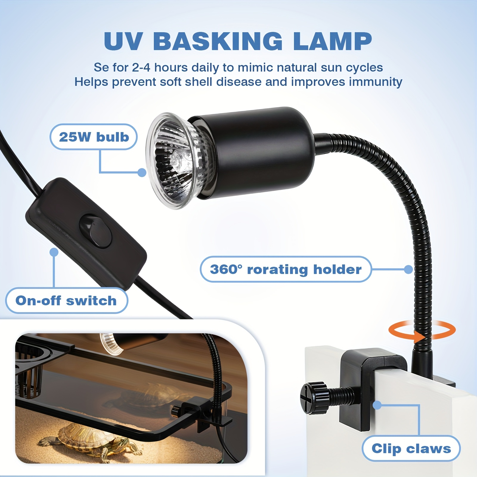 Advwin Turtle Tank Kit with Basking Lamp Non-Slip Stairs - Suitable for Small Turtles Fish Shrimp Reptiles - Image 7