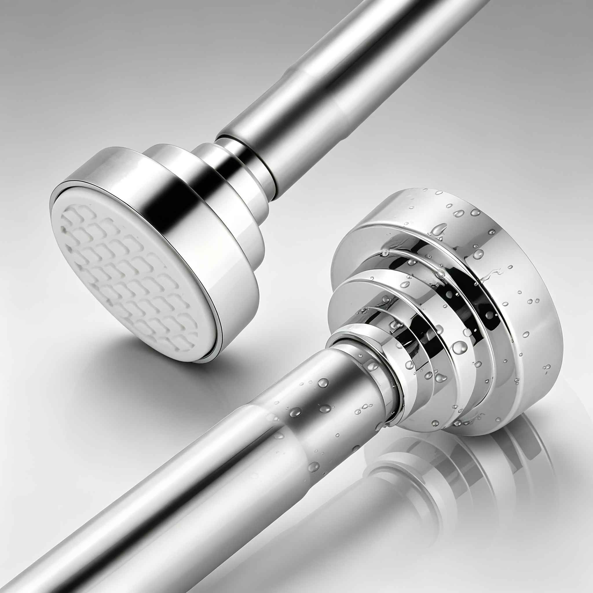 Image of Curtain Rod, Adjustable Length 75-255cm, Silvery Telescopic Rod, Stainless Steel Material, Non-slip, Adjustable Shower Curtain Rod, Retractable Wardrobe Rod