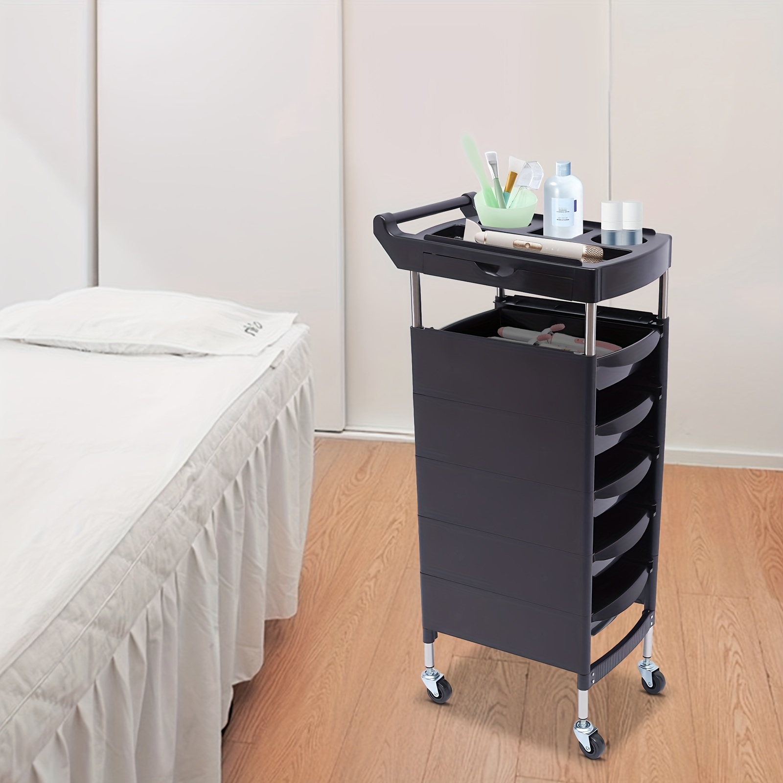

Salon Trolley Storage Cart Coloring Beauty Spa Rollabout Hair Dryer Holder Cart