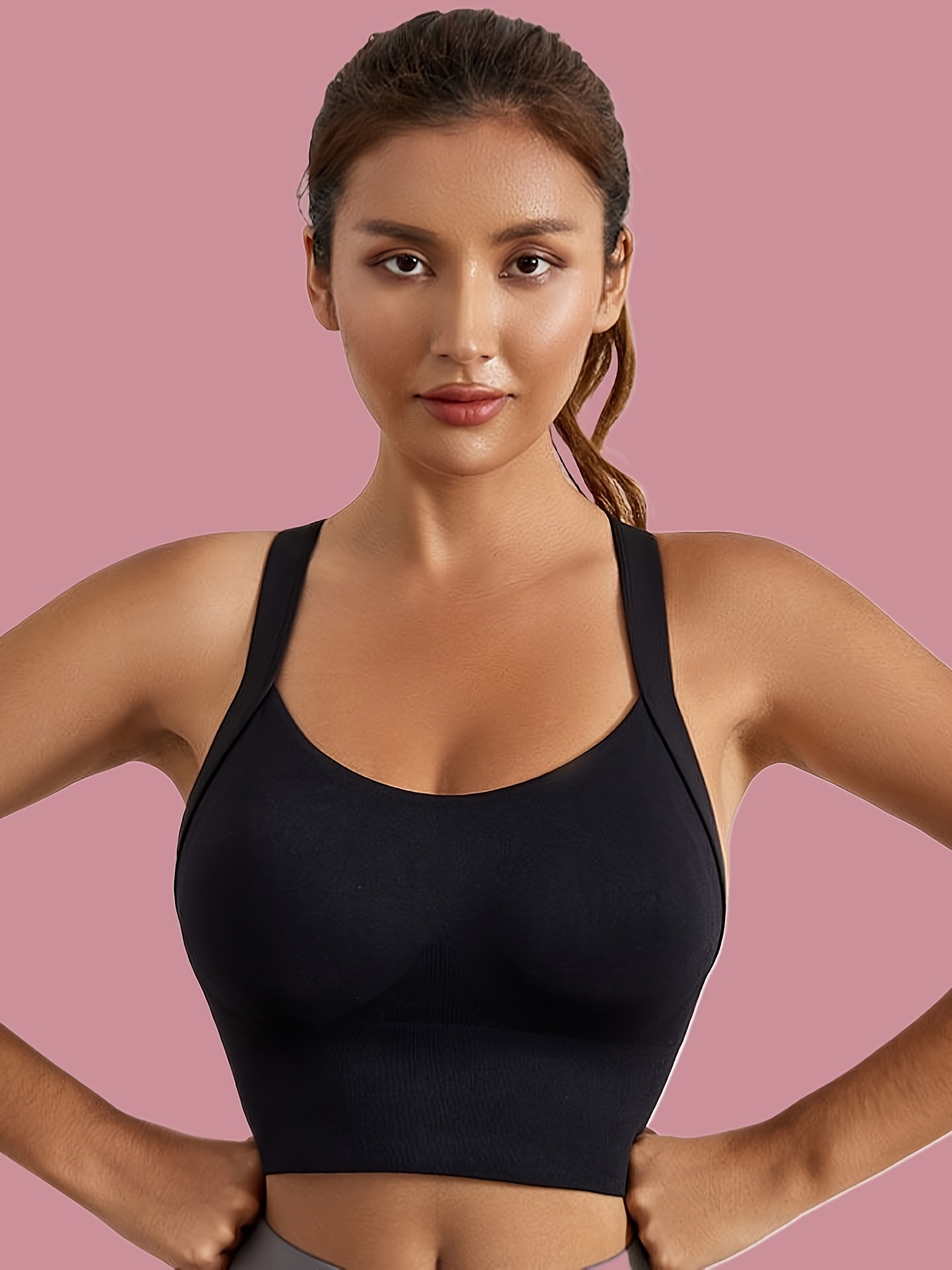 Women's Sexy Cross Back Wirefree Padded Sport Yoga Bra - Temu