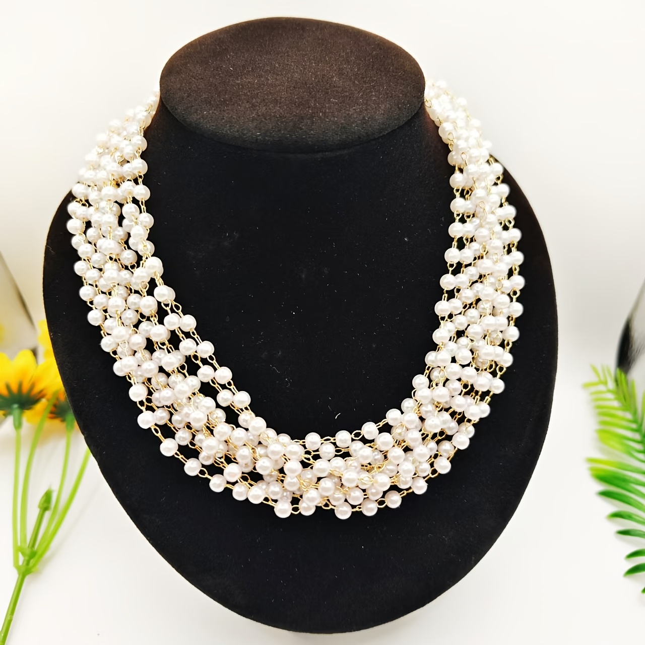 

Multi-layered Pearl Necklace, 14k Golden Plated, Sexy & , For Daily & Wedding , Valentine's Day, Accessory