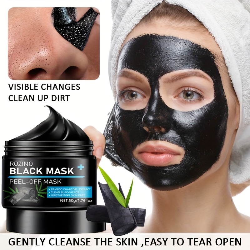 ROZINO Activated Charcoal Deep Cleansing & Pore Tightening Face Masks - Strong Oil Absorption, Gentle Exfoliation, Formaldehyde-Free, All Light Beige Types, Say Goodbye to Enlarged Pores & Blackheads, Unisex Skincare