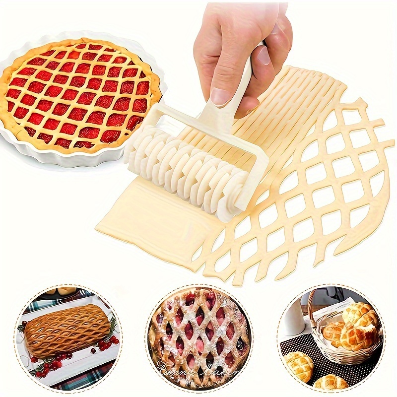 

1pc Food-safe Plastic Grid Roller Cutter, Pastry Tool For Baking, Pie, Pizza, , Cake Decorating - Baking Accessory