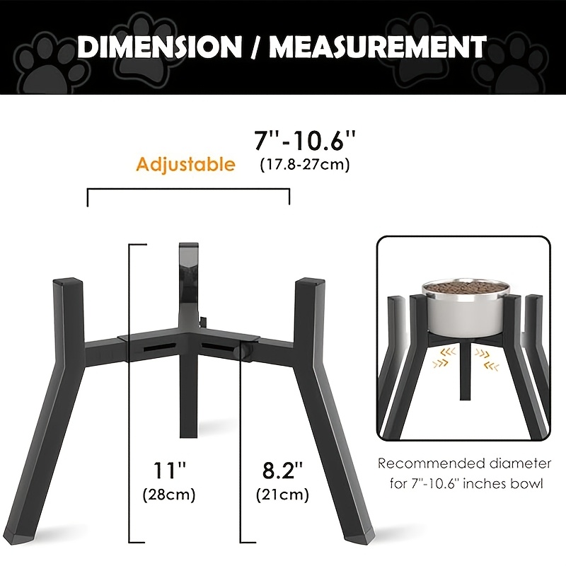 TEMU Supporto per Ciotole per Cani di Taglia Grande, Altezza Regolabile 11 Pollici ( 27,9 cm), Larghezza Regolabile 7,6 Pollici ( 17,8-26,9 cm), per