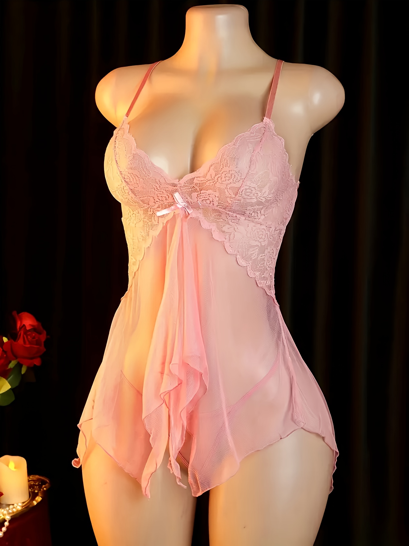 Conjunto de lencería sexy para mujer, pijamas y camisón | Elegante vestido halter y ropa interior con patrón geométrico