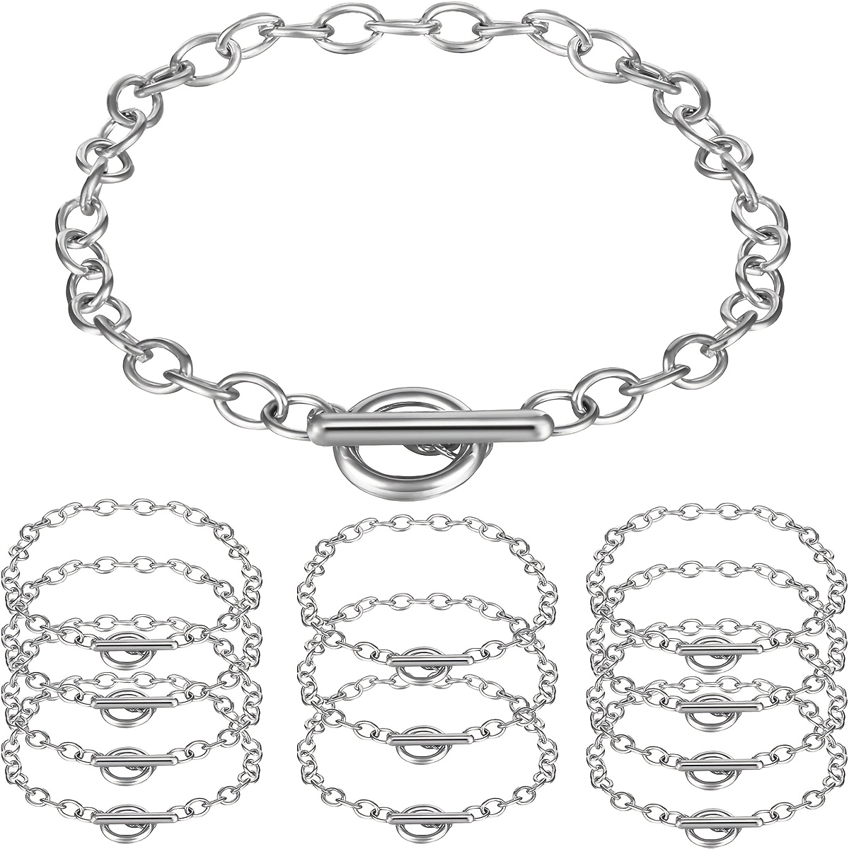 TEMU Un set di 12 braccialetti a catena per di gioielli, con anelli rivestiti in metallo, dotati di chiusure a o-ring e elementi decorativi. Questi