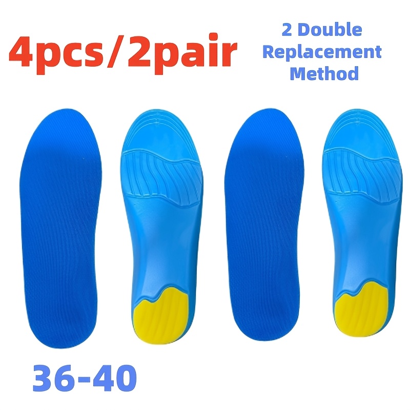 TEMU 4pcs 2-arch Supporting Insoles | Suitable For Men And Women, Shock-absorbing, Massaging Insoles, Suitable For Running, Work Boots, And For Long