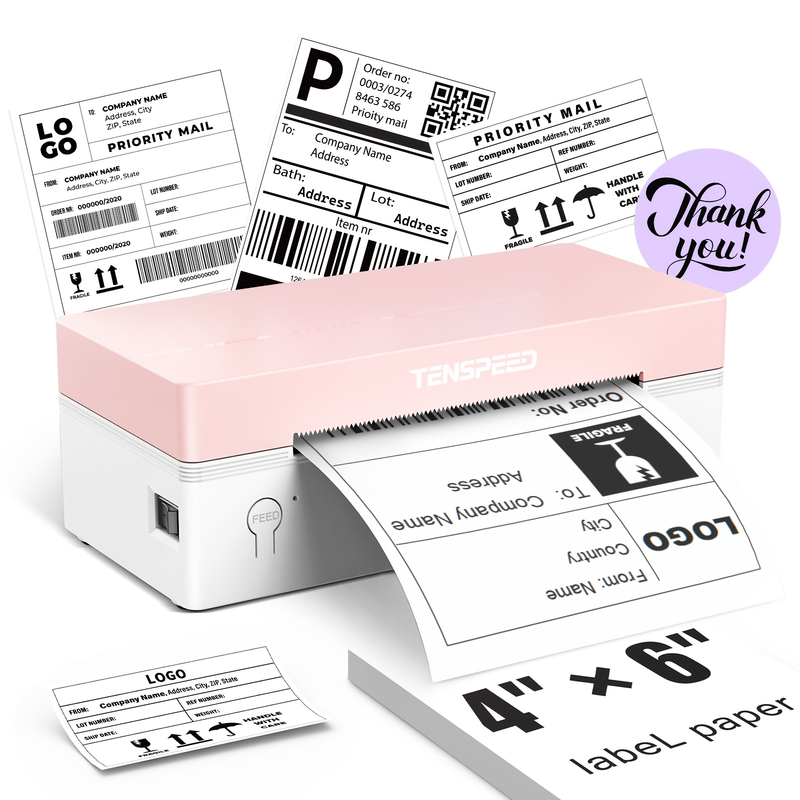   rp425 mobile thermal label printer bluetooth 4x6   parcel labels compatible with iphone   ideal for home office online sellers   10pcs test labels