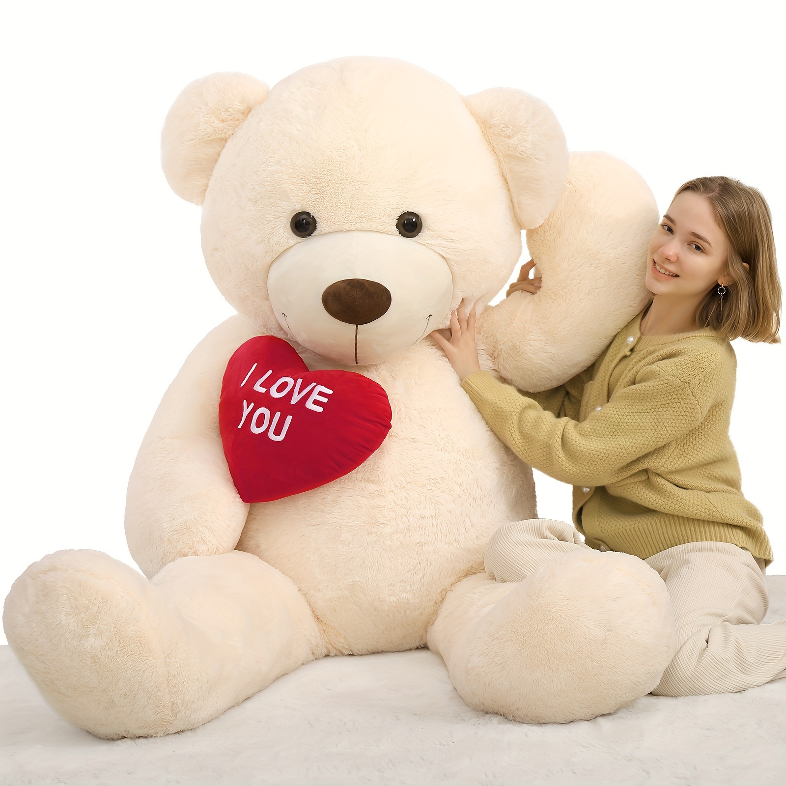 

Red Heart Teddy Bear, Big Teddy Bear Stuffed Animals With Embroidered I Love You For Girlfriend Christmas Birthday, Huge Valentines Teddy Bear (white, 72 Inches) Christmas Gifts