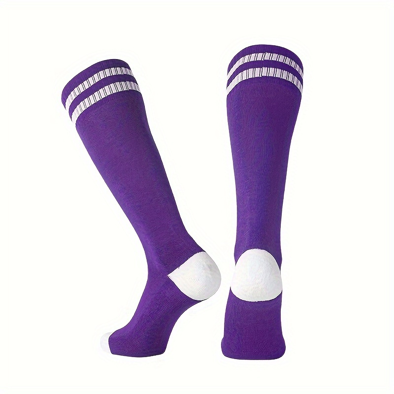 Image of 1 Pair Of Spring/summer/autumn Striped Mid-calf Sports Socks, Breathable And Comfortable, Sweat Absorbent, Cycling And Basketball Sports Socks