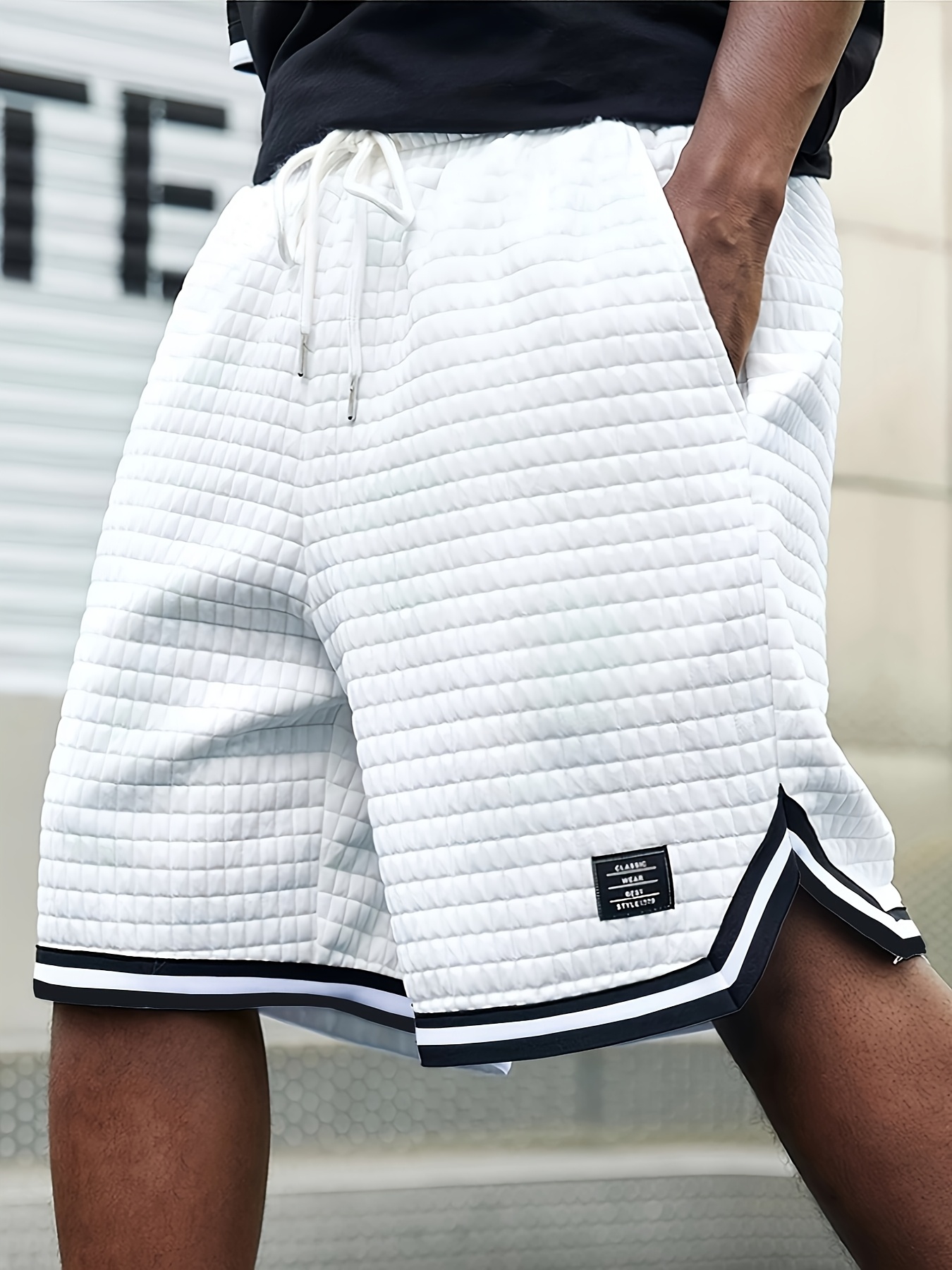 Summer Men's Fashion Sports Shorts, Casual Plaid Webbing Jogging Shorts