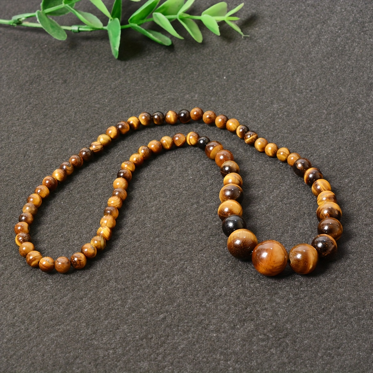 E-shop 1 Stück Natürliche Tigerauge Perlenkette – Braune Goldene Tigerauge Perlenkette, Yoga Freizeitkleidung, Perfektes Geschenk für Männer Frauen,