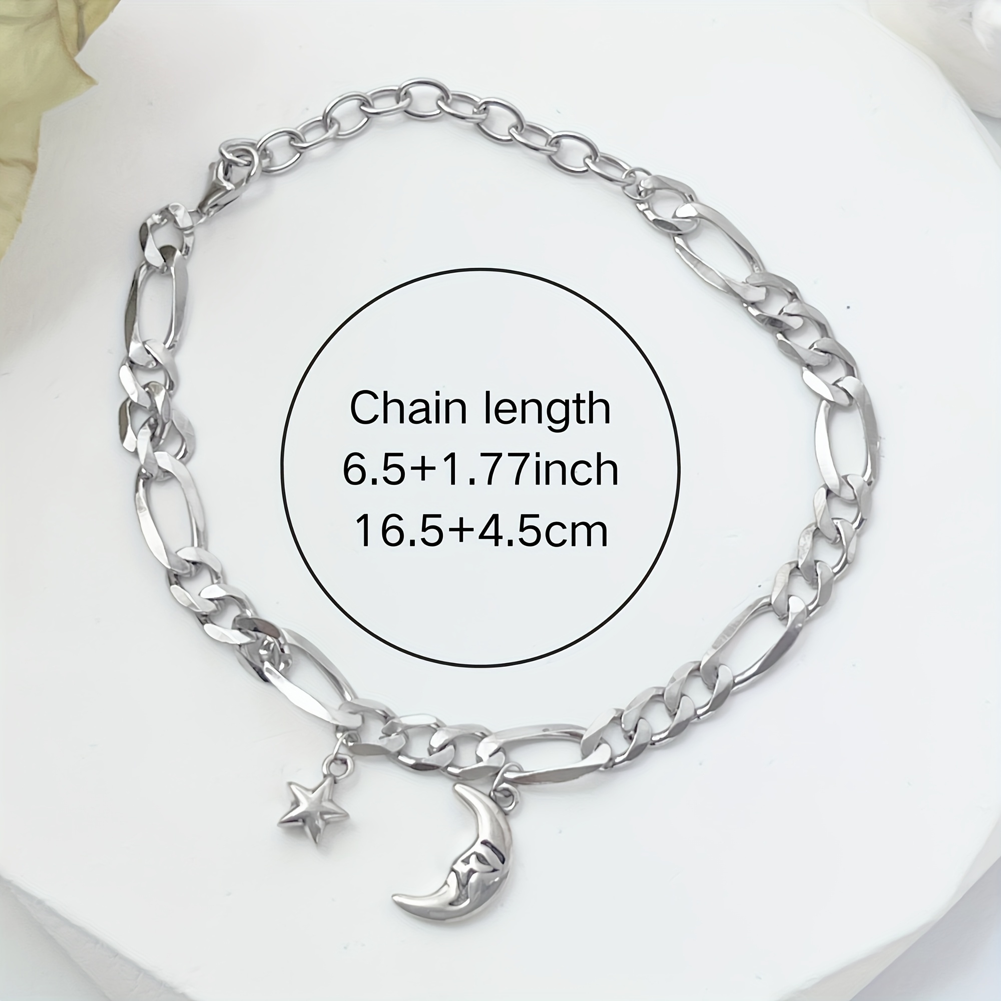 S925 Silver Moon & Stars Pendant Bracelet